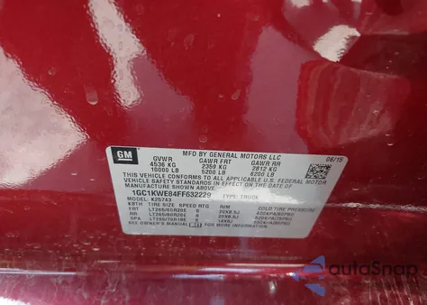 2015 Chevrolet Silverado 2500Hd Ltz из США, поврежденный, VIN 1GC1KWE84FF632229